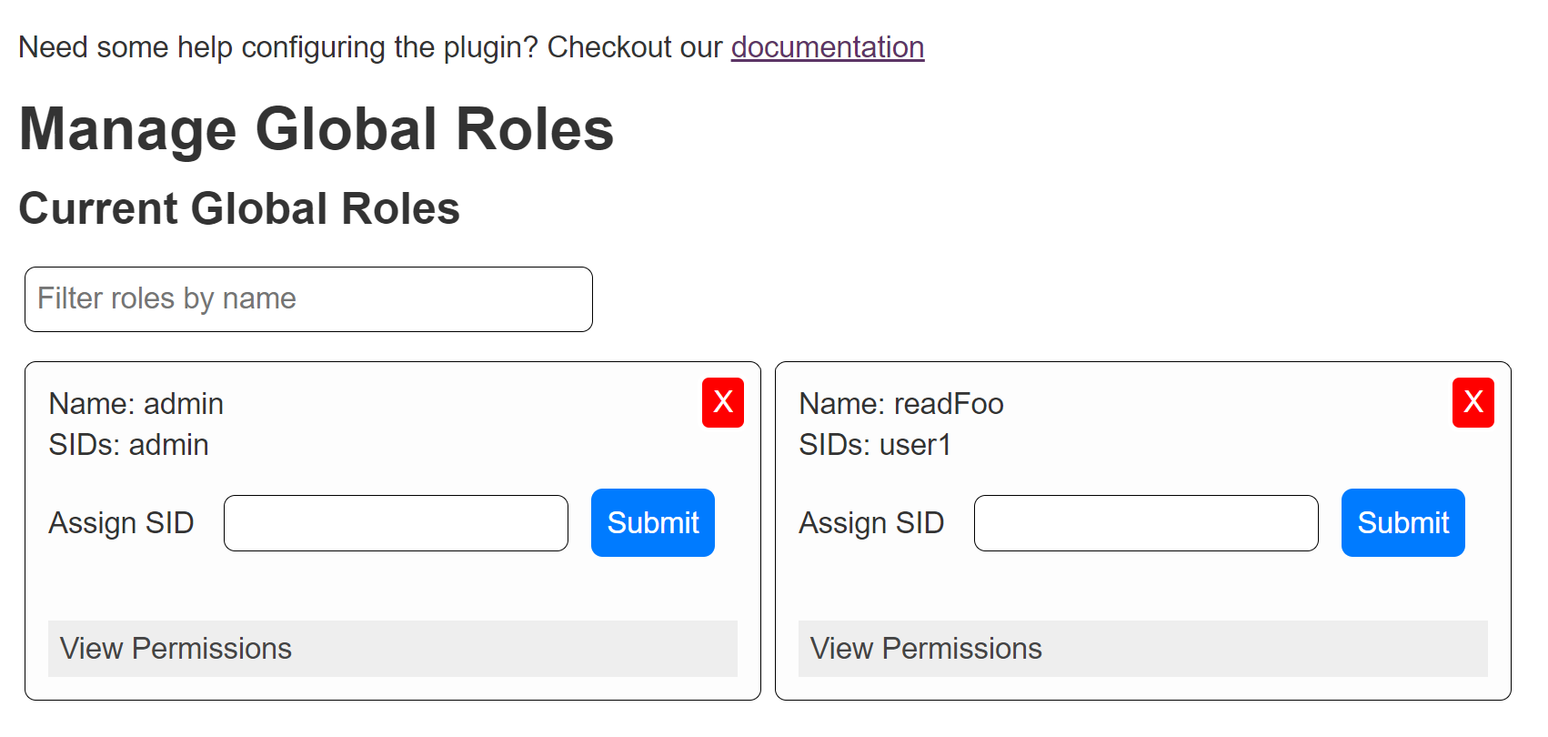 Screenshot of the Folder Auth Plugin